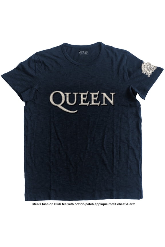 Queen Unisex Fashion T-Shirt: Logo & Crest (Applique Motifs)