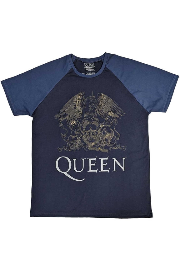 Queen Unisex Raglan T-Shirt: Crest (Large)