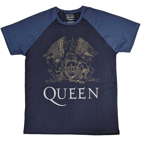 Queen Unisex Raglan T-Shirt: Crest (X-Large)