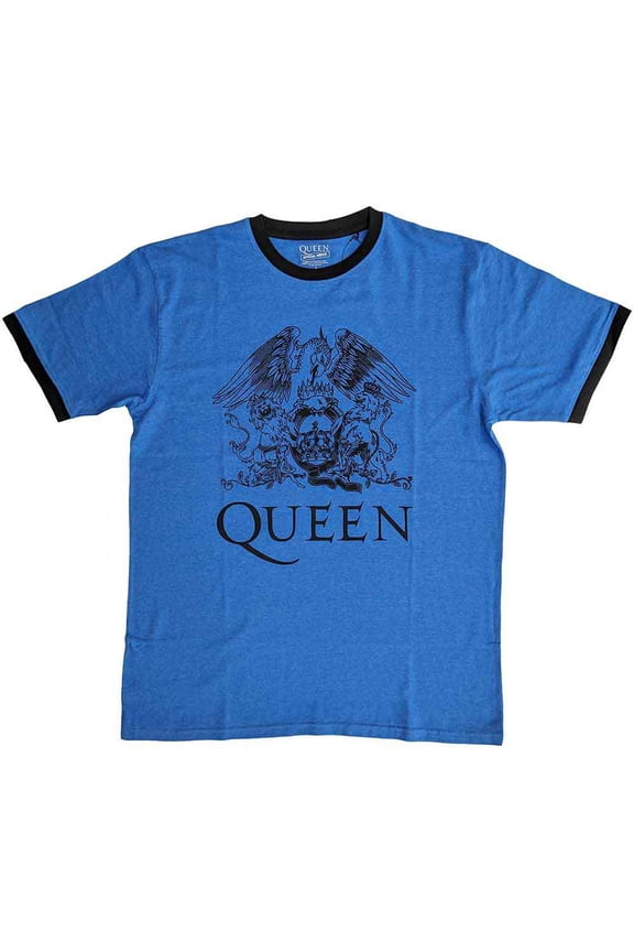 Queen Unisex Ringer T-Shirt: Crest Logo (X-Large)