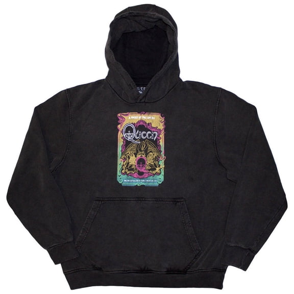 Queen Unisex Stone Wash Pullover Hoodie Sweatshirt A Night At The Opera Tour '76 (Charcoal Grey)