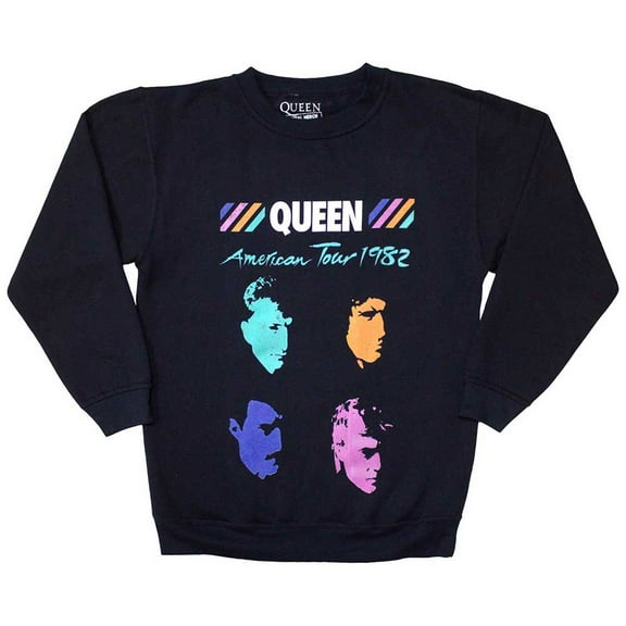 Queen Unisex Sweatshirt: American Tour 1982 (Oversized) (Large)