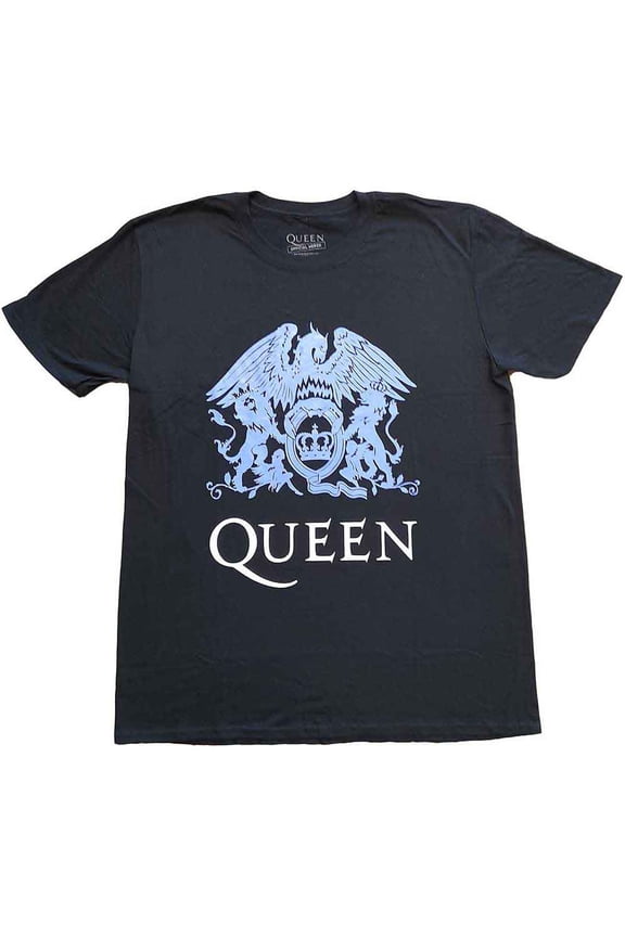 Queen Unisex T-Shirt Blue Crest (Large)