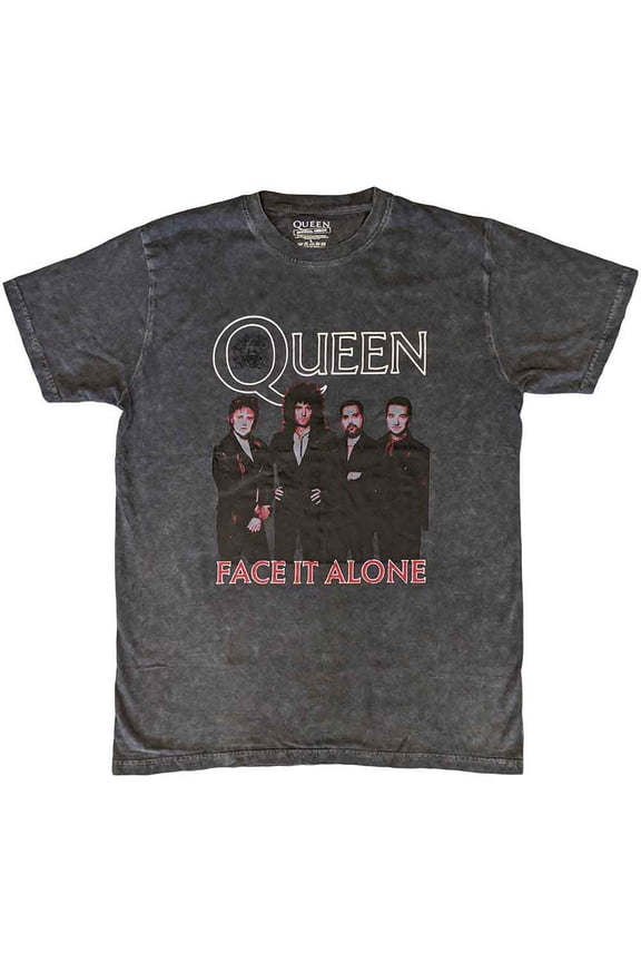 Queen Unisex T-Shirt: Face it Alone Band (Wash Collection) (X-Large)
