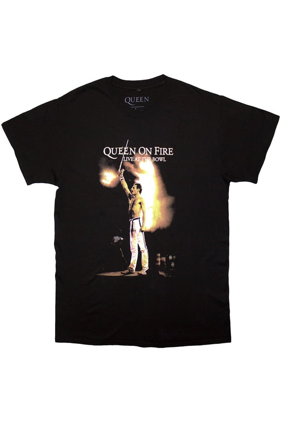 Queen Unisex T-Shirt Live At The Bowl (Black) (Large)