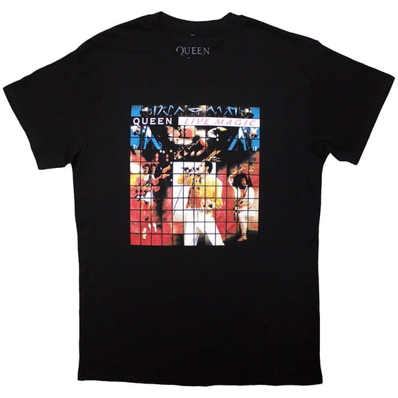 Queen Unisex T-Shirt Live Magic (Black) (Large)