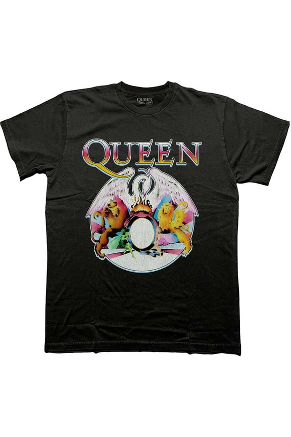 Queen Unisex T-Shirt: Multi Colour Crest (XX-Large)