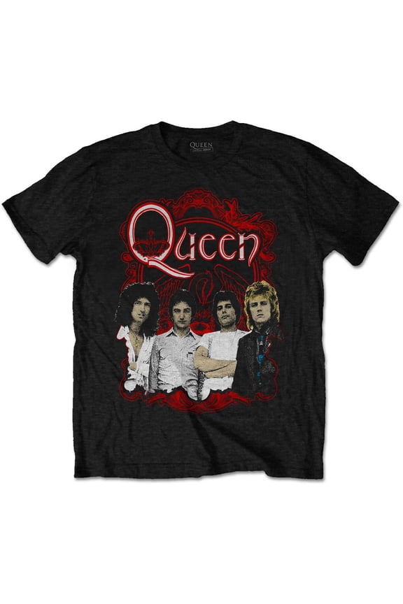 Queen Unisex T-Shirt Ornate Crest Photo (X-Large)