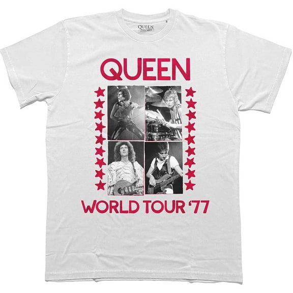 Queen Unisex T-Shirt: World Tour 77 (Large)