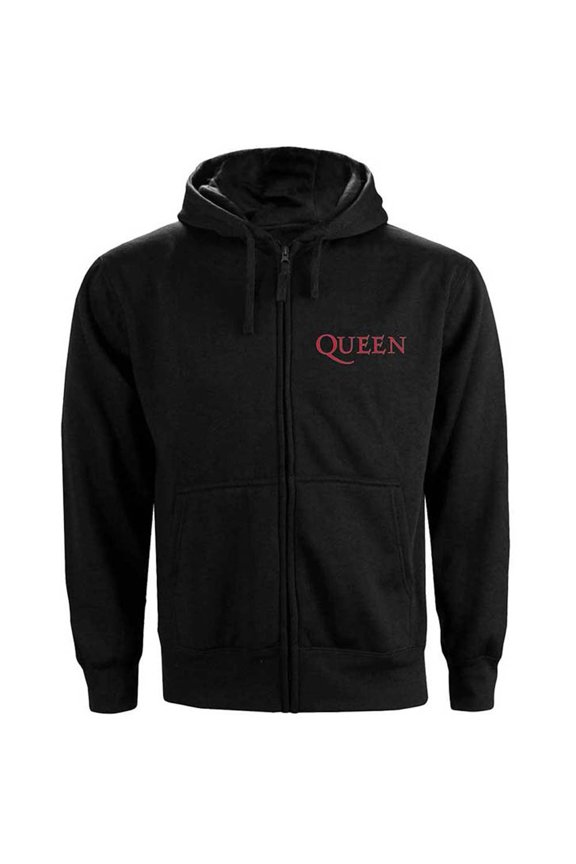 Queen Unisex Zipped Hoodie Sweatshirt Classic Crest (Back Print) (Medium)