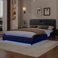 thumbnail image 1 of Queen Upholstered Bed Frame with Bluetooth Speakers and RGB LED Light, Luxurious Faux Leather Upholstered Platform Bed with Thickened Headboard, No Box Spring Needed, Black, 1 of 9