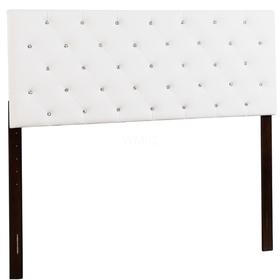Queen Upholstered Bed Frame with Wingback Headboard, White PU Leather Platform Bed, No Box Spring Needed, Easy Assembly