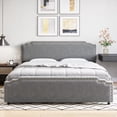 thumbnail image 1 of Queen Upholstered Platform Bed Frame with Rivet Decor Headboard, Wood Slat Support, No Box Spring Needed, Easy Assembly, Grey, 1 of 7