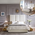 thumbnail image 1 of Queen Upholstered Platform Bed with Two Large Storage Drwers, Strong Wooden Slats, Metal Support, Heavy Duty Mattress Foundation, No Box Spring Needed, Noise-Free, Easy Assembly,Cream, 1 of 10