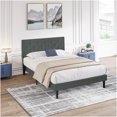 thumbnail image 1 of Queen Upholstered Storage Bed Frame, Dark Gray Linen Platform Bed with Headboard, No Box Spring Required, Easy Assembly, 1 of 10