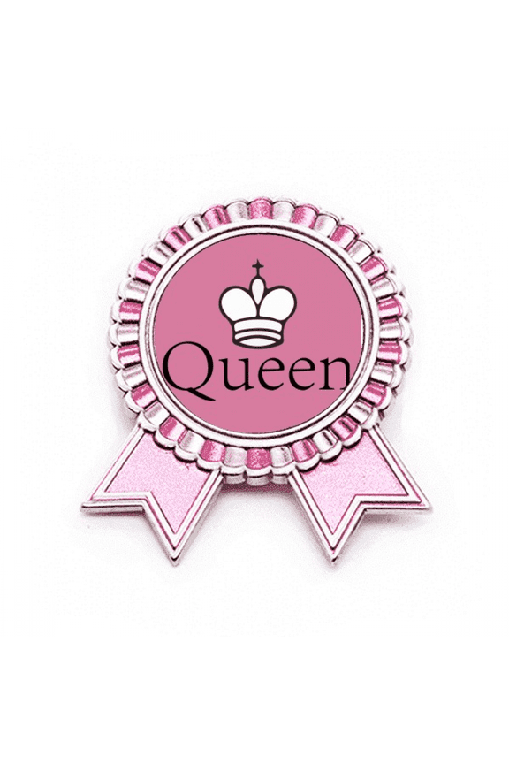 Queen White Word Chess Game Badge Brooch Pin Pink Winner Award Medal
