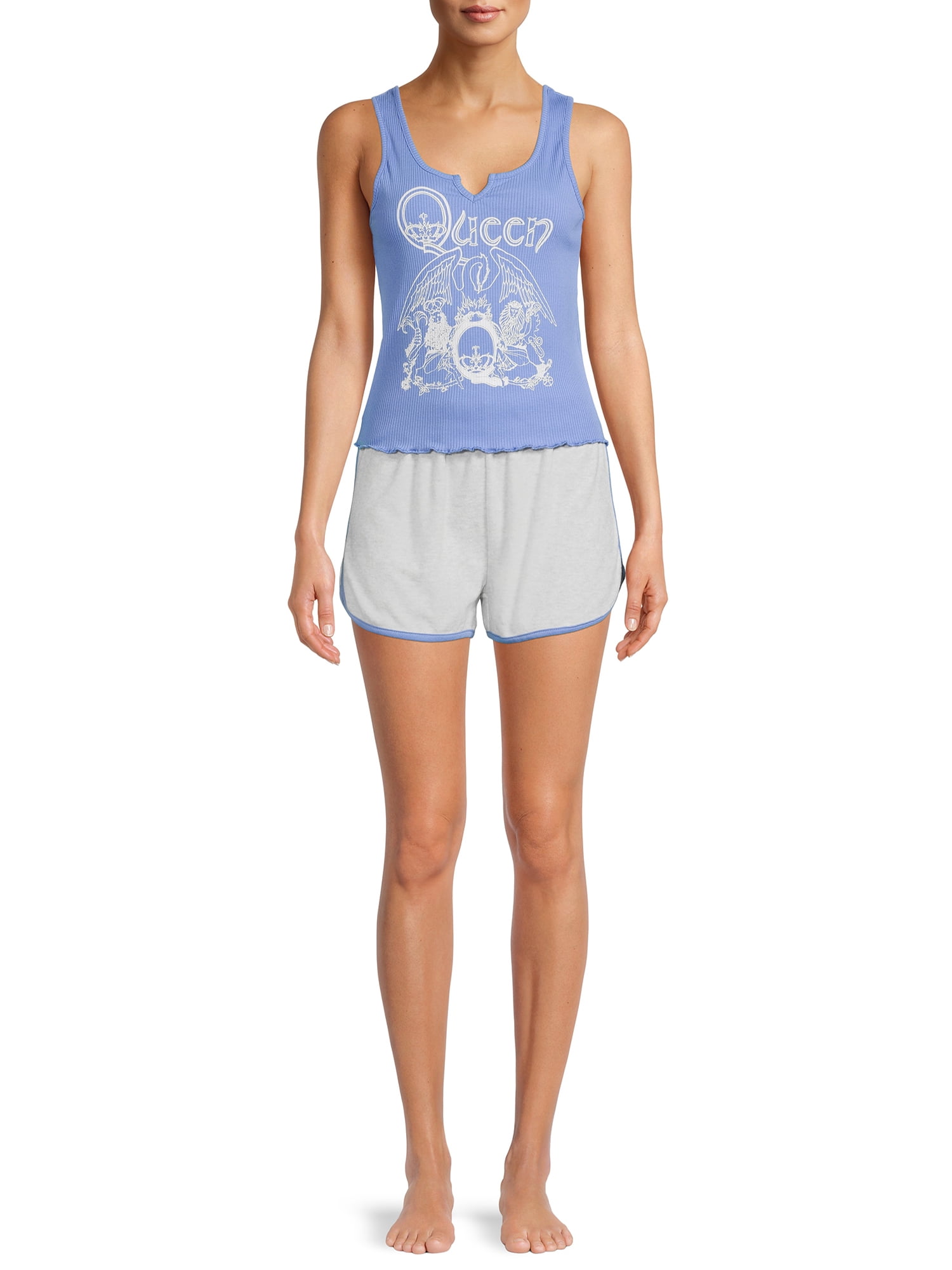 Queen Women s and Women s Plus Ribbed Tank Top and Shorts Sleep Set 2 Piece