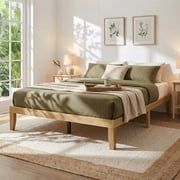 Queen Wood Bed Frame - 12 Inch Solid Pine Platform Bed with Heavy-Duty Slat Support | No Box Spring Needed | Modern Minimalist Design & 9 Sturdy Legs | Easy Assembly, No Headboard
