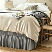 Queen Wrap Around Dust Ruffle Bed Skirt - Fashionable And Durable with Double Elastic Belts - Made for Various Size Beds with 15 Inch Drop