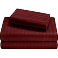 thumbnail image 1 of Queen-XL Size Giza Striped Pattern Sheets - Premium 400-Thread-Count Soft 100% Pure Giza Egyptian Cotton 4PC, 18" Inches Deep Pockets - Burgundy Stripe, 1 of 7