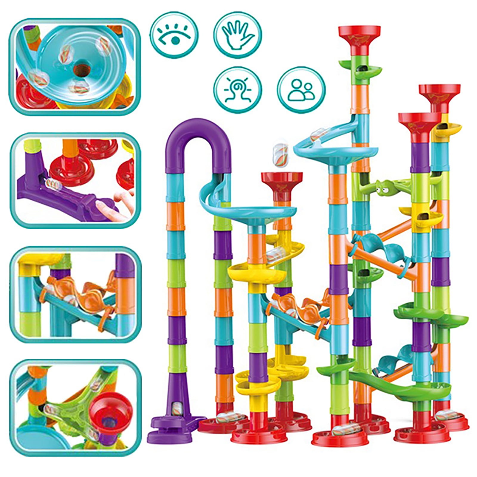 Queen.Y 113PCS Marble Run Race Coaster Set, STEM Learning Engineering Kit, Construction Building
