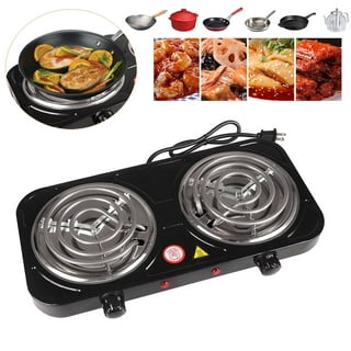 Hot Plate, CUSIMAX 1800W Infrared Double Burner, Ceramic Glass Cooktop,  Cooking Electric Heating Plate, Easy to Clean, Stainless Steel, Silver