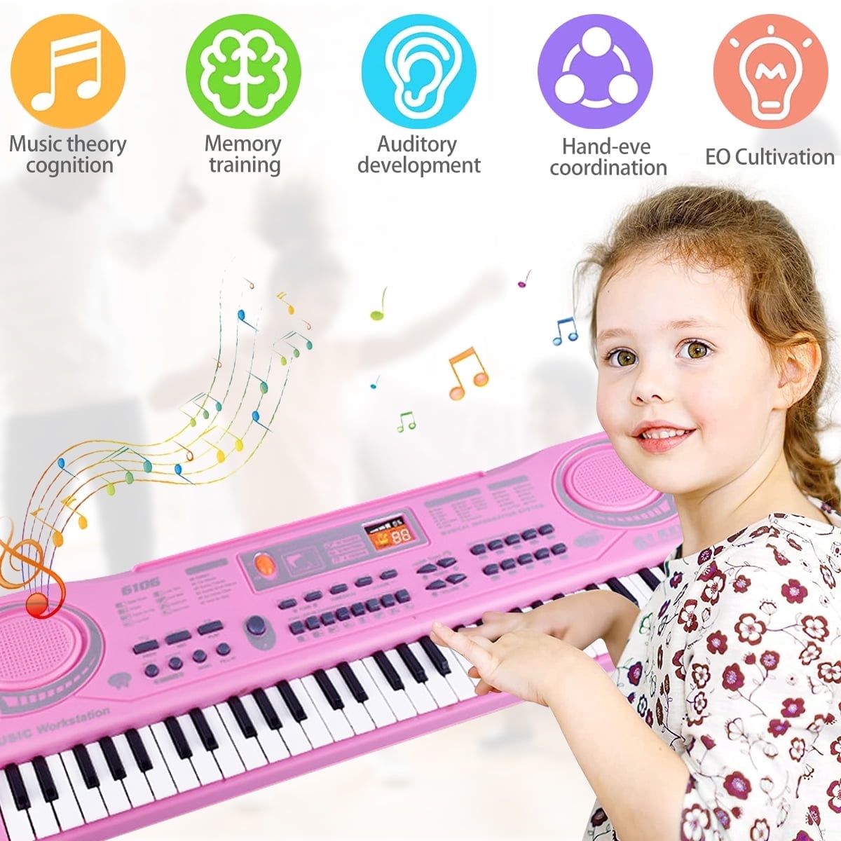 Queen.Y 61 Key Digital Music Piano Keyboard for Kids,Portable