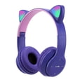 thumbnail image 1 of Queen.Y Over-Ear Cat Ear Wireless Headset with Microphone, Purple, 1 of 5