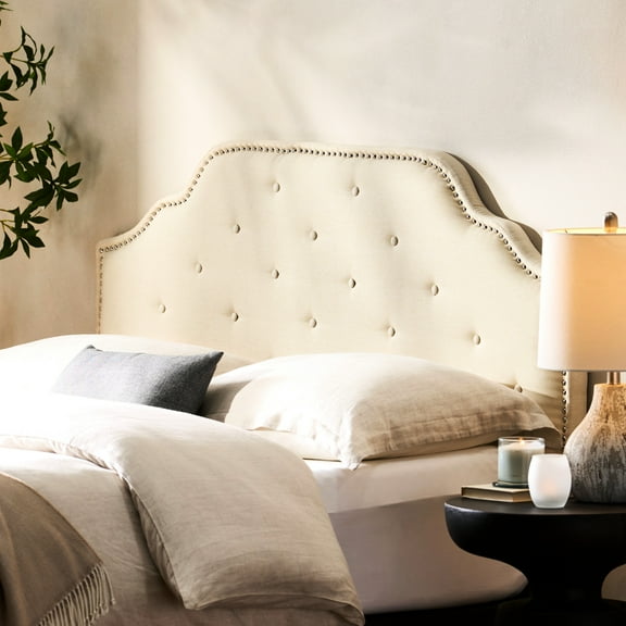 Queen&full Sized Headboard In Beige, With Alluring Button Tufting And Contemporary Design Intriguing Diamond Stitch Character