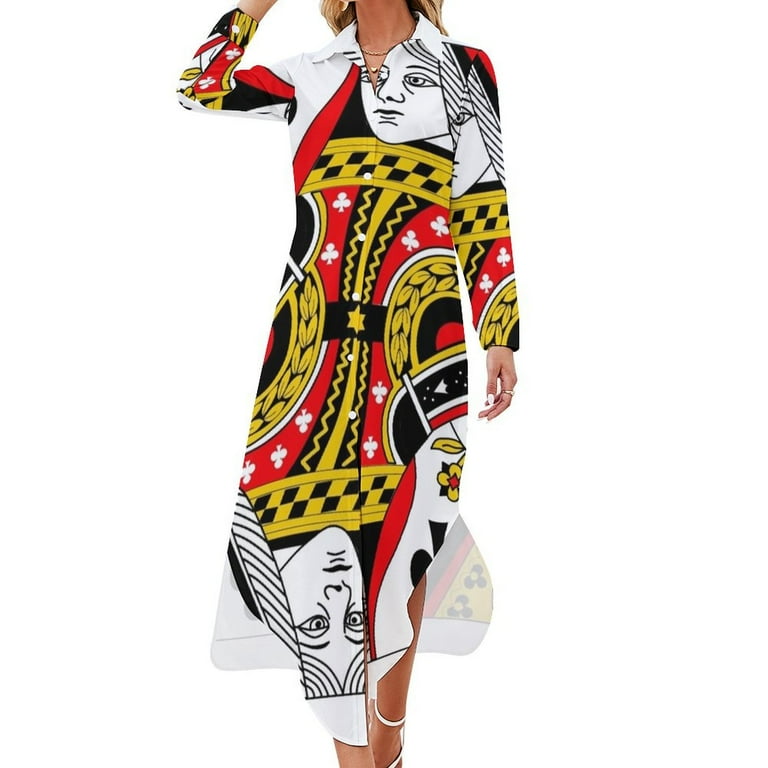 Queen of Clubs Classic Card Deck Casino Poker Q Clubs Long Sleeved