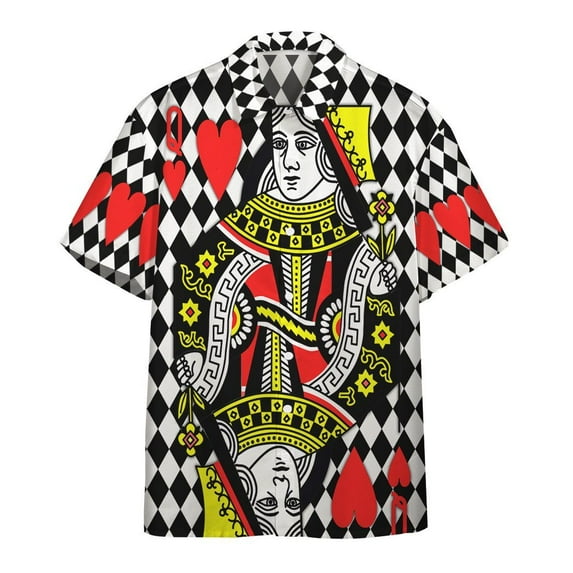 Queen of Heart 3D Custom Casino Poker Short Sleeve Shirt