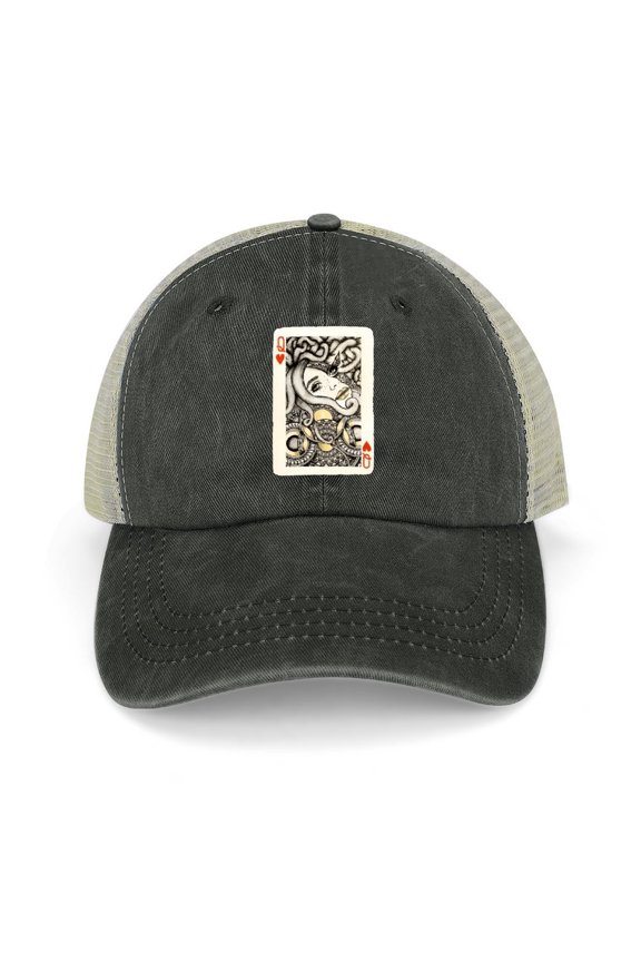 Queen of Hearts Black Hat Adjustable Funny Fashion Unisex Baseball Cap for Men Women