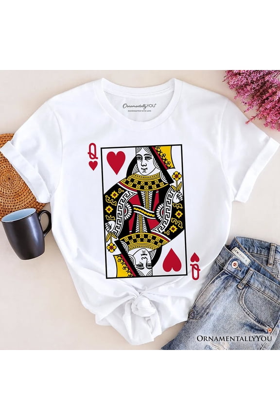Queen of Hearts Card T-Shirt, Classic Retro Love Valentine Tee