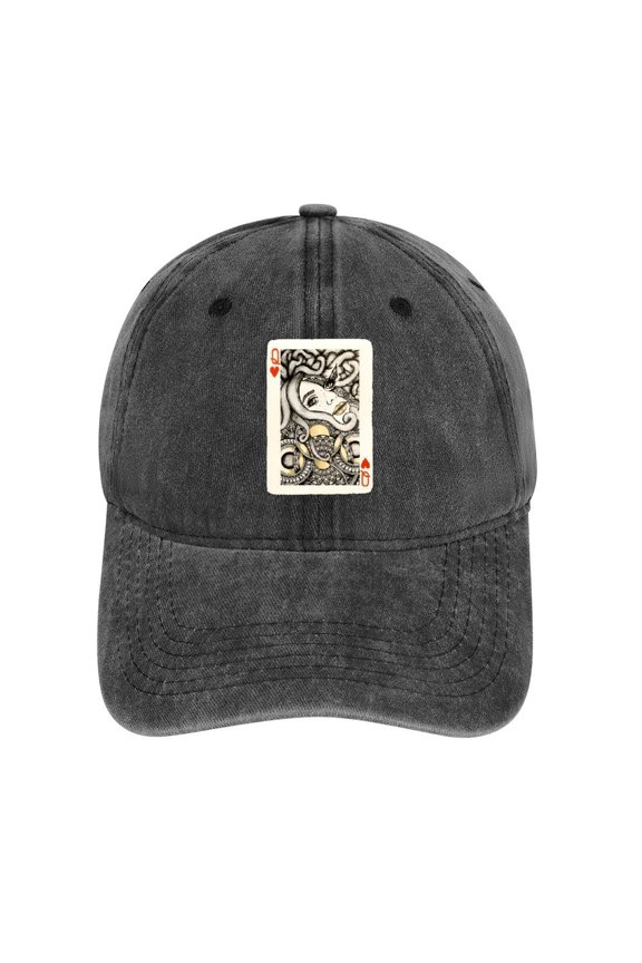 Queen of Hearts Charcoal Hat Adjustable Funny Fashion Unisex Baseball Cap for Men Women