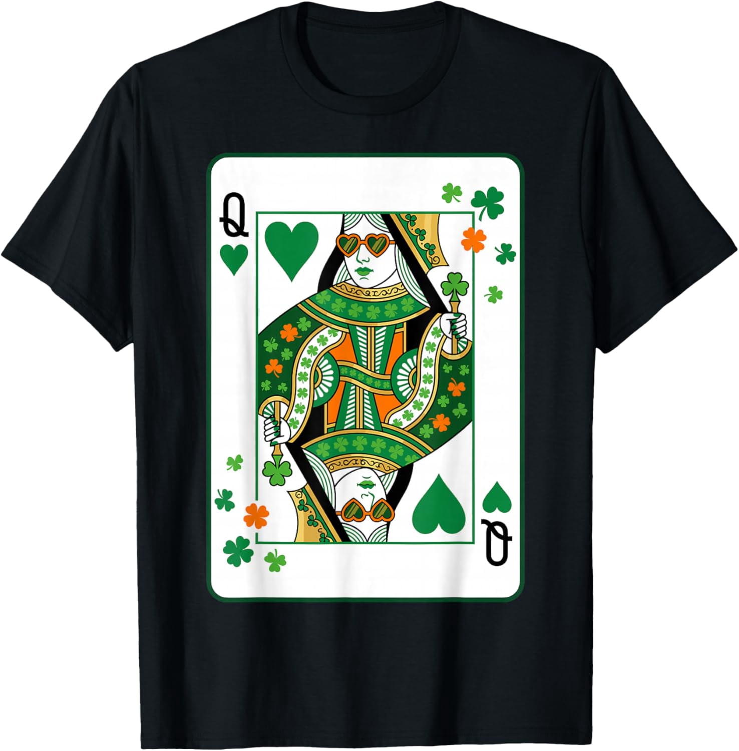 Queen of Hearts Classic Card Game Irish Saint Patrick's Day T-Shirt ...