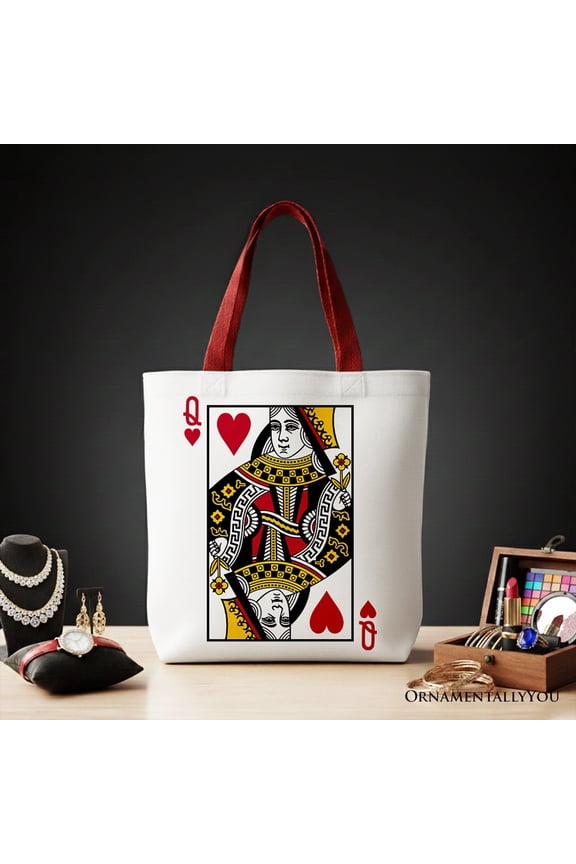 Queen of Hearts Crown Canvas Tote Bag, Royal Retro Valentine Gift Bag