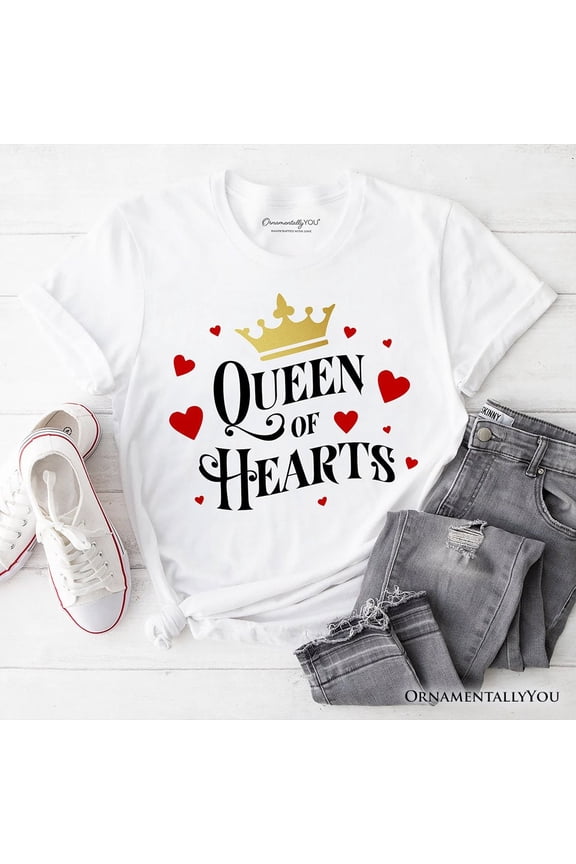 Queen of Hearts Crown T-Shirt, Royal Retro Valentine Tee