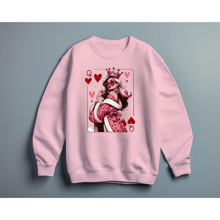 Queen of Hearts Fashion Shirt, Glamorous Crowned Diva Graphic Tee