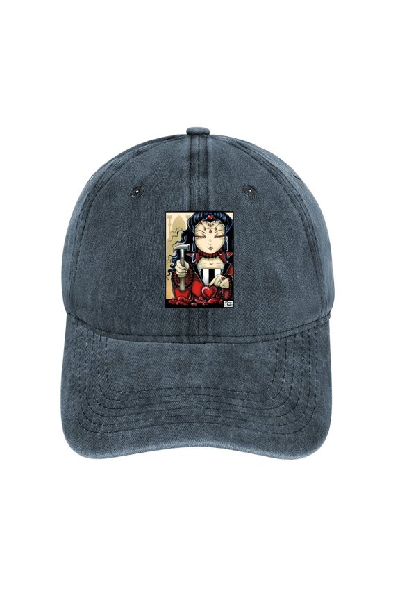 Queen of Hearts Navy Hat Adjustable Funny Fashion Unisex Baseball Cap for Men Women