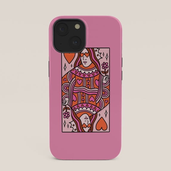 Queen of Hearts Playing Card Pink Tough Case for Apple iPhone ...
