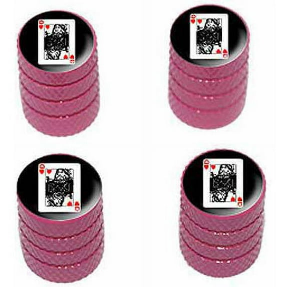 Queen of Hearts Playing Cards Tire Rim Wheel Aluminum Valve Stem Caps, Multiple Colors