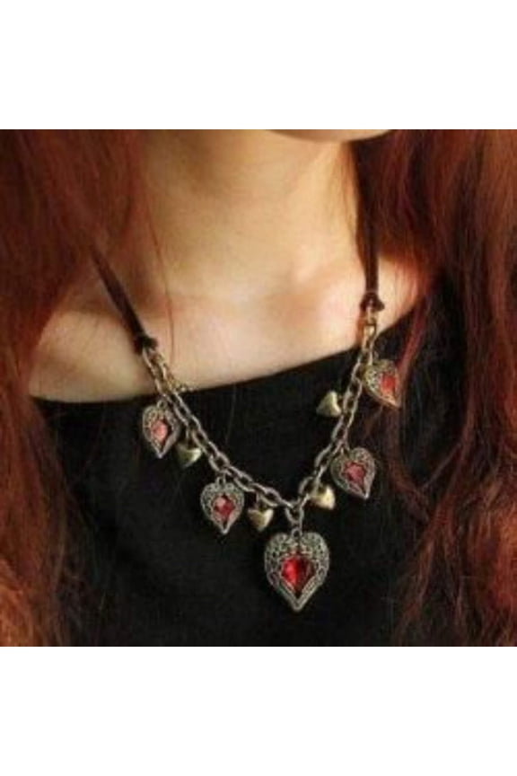 Queen of Hearts Steampunk Winged Heart Necklace