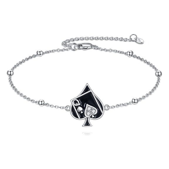 Queen of Spades Bracelet for Women 925 Sterling Silver Poker Queen Bracelet Playing Card Jewelry Gifts
