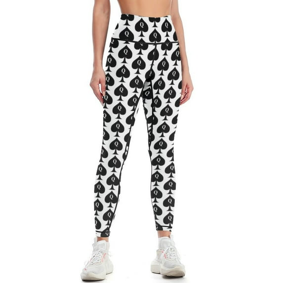 Queen of Spades Hotwife Gifts - Q Inside Black Spade Gift Ideas for BBC Swinging Hot Wife & Big Swingers Leggings