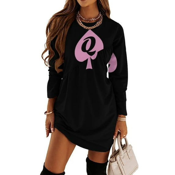 Queen of Spades Pink and Black Long Sleeved Dress Aesthetic clothing summer dress woman trendy dress for women summer