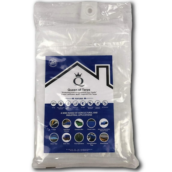 Queen of Tarps 20 x 25 Ft Lightweight All Purpose Plastic Tarp, Translucent