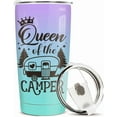thumbnail image 1 of Queen of The Camper Tumbler Camping Gifts For Campers Woman from Husband Boyfriend Sisters Best Friend Coffee Cup with Lid 20oz Stainless Travel Mug, 1 of 6