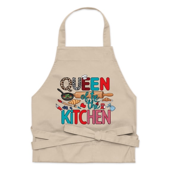 Queen of the Kitchen Apron – 100% Organic Cotton, Stylish Cooking Apron for Women, Bakers, and Chefs – Fun & Unique Gift (Rope)