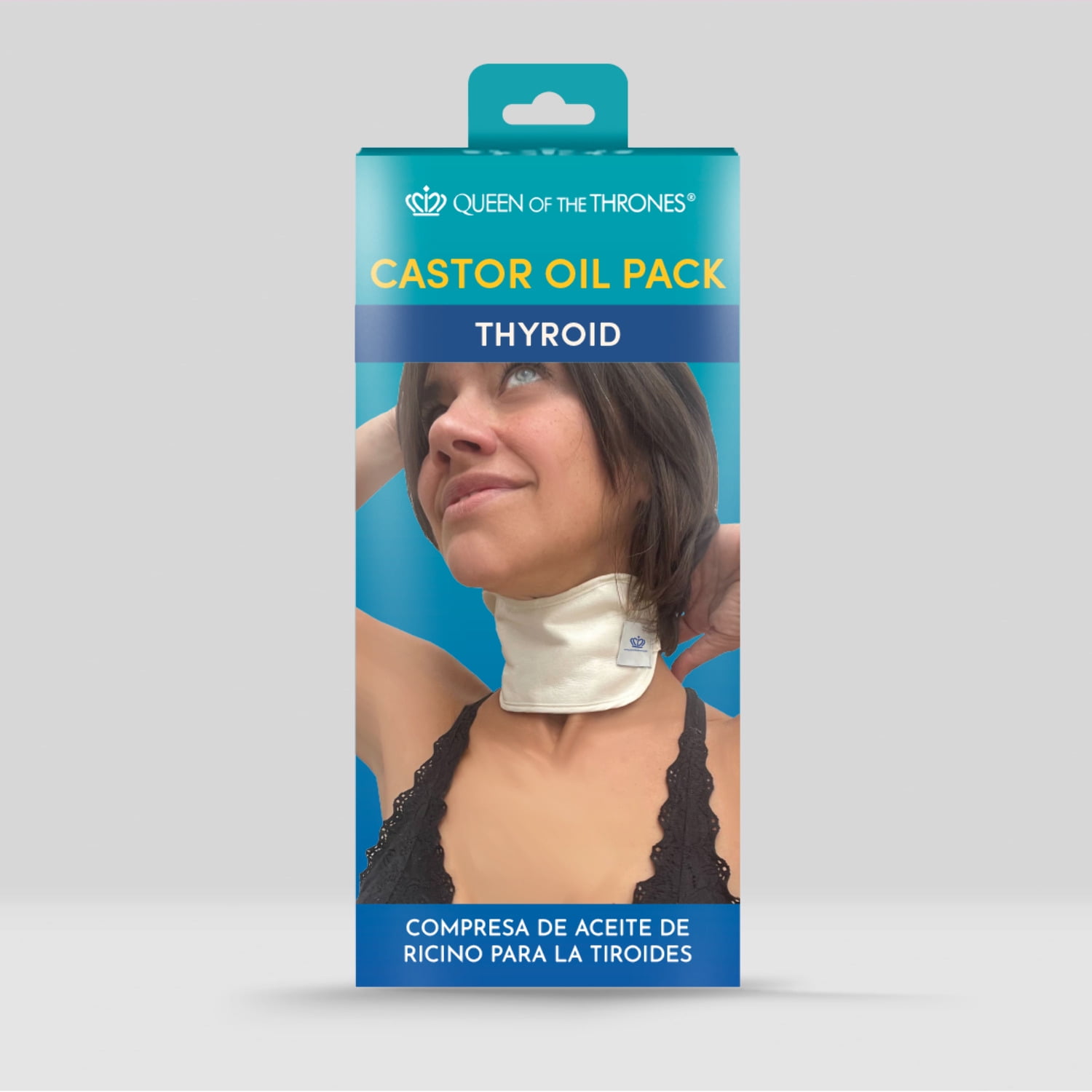Queen of the Thrones Thyroid Castor Oil Pack, Adjustable Neck Oil Wrap, Reusable (Castor Oil sold separately)