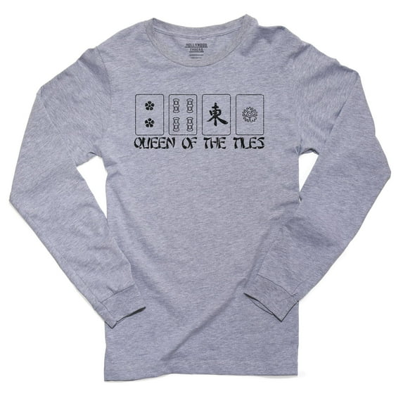 Queen of the Tiles - Mahjong Queen - Chinese Game Men's Long Sleeve Grey T-Shirt